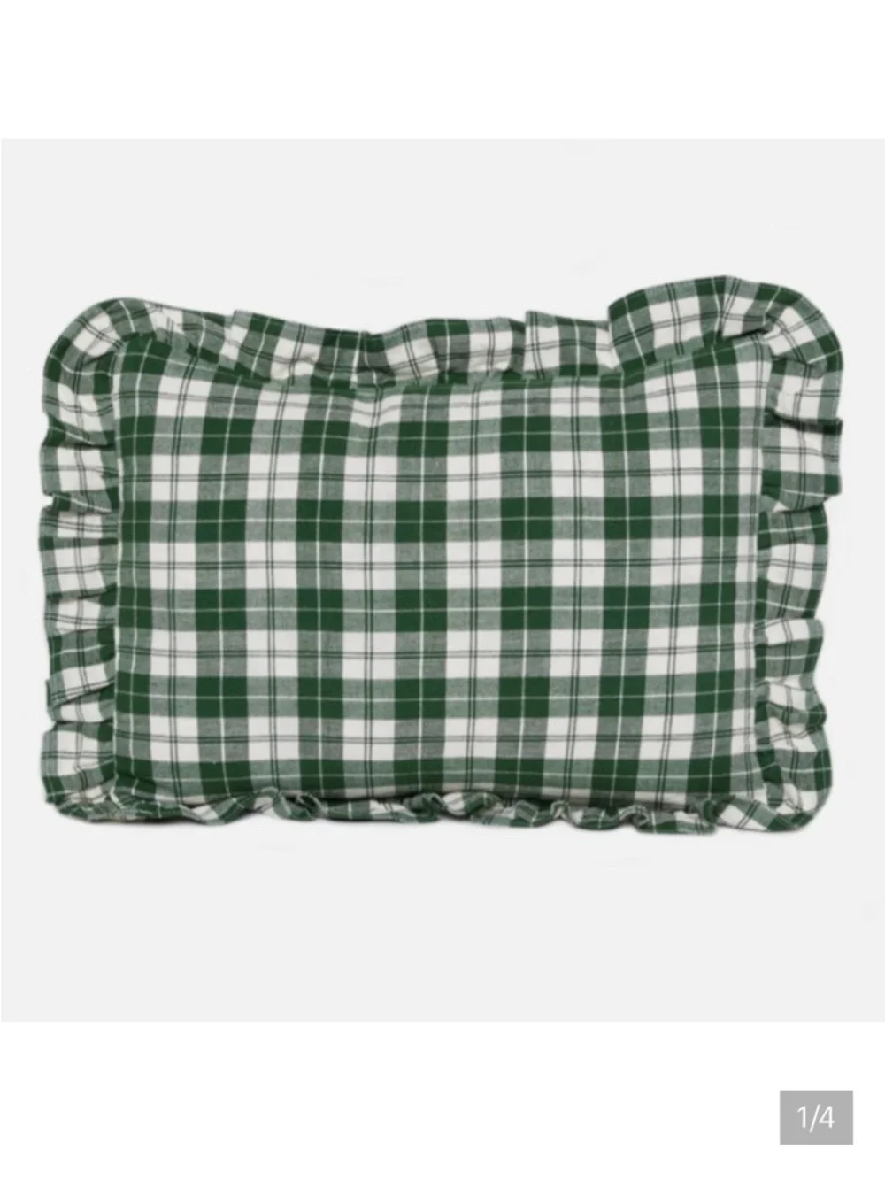New Heather Taylor Harbor Plaid Ruffled Pillow Hunter Green 12x16 Cottagecore